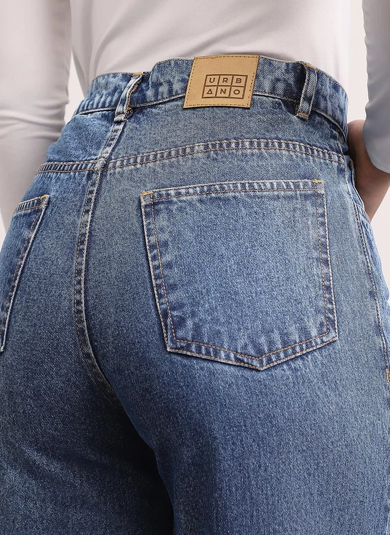 Urbano Fashion  Urbano Fashion Women's Light Blue High Rise Straight Fit Washed Jeans Non-Stretchable for Women | Best Price UAE